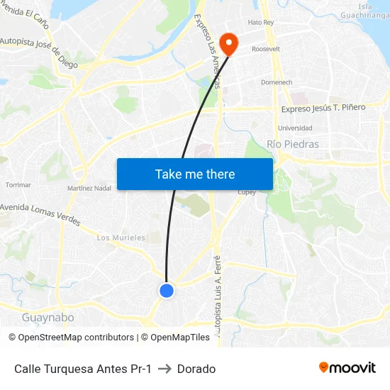 Calle Turquesa Antes Pr-1 to Dorado map