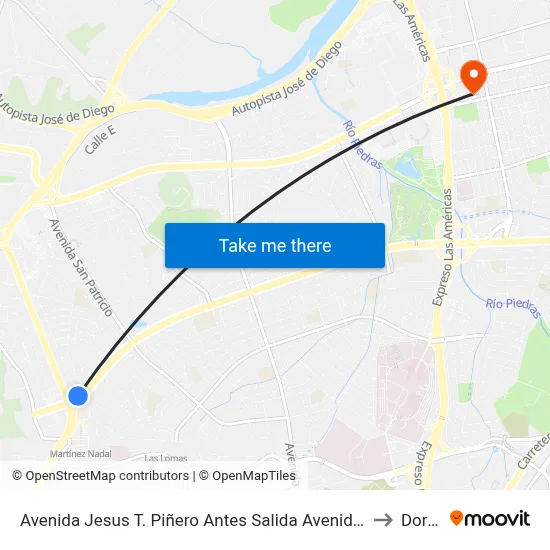 Avenida Jesus T. Piñero Antes Salida Avenida Martinez Nadal to Dorado map