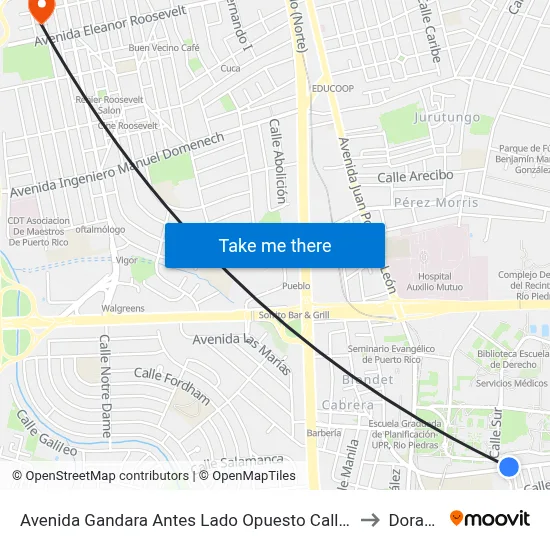 Avenida Gandara Antes Lado Opuesto Calle 2 to Dorado map