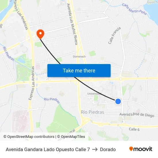 Avenida Gandara Lado Opuesto Calle 7 to Dorado map