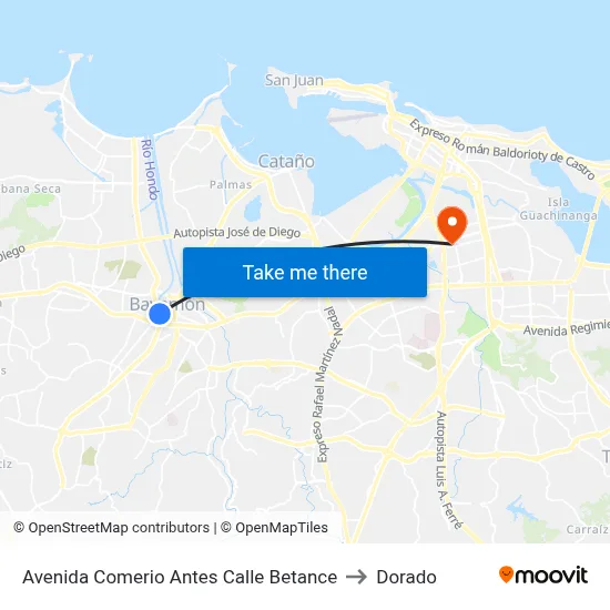 Avenida Comerio Antes Calle Betance to Dorado map
