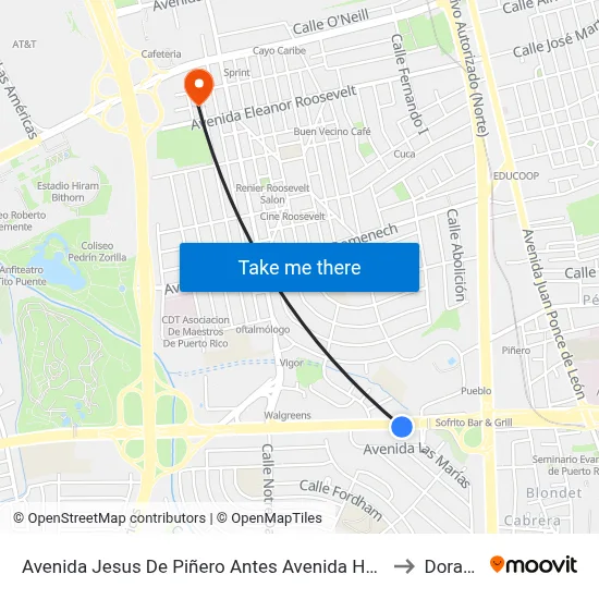 Avenida Jesus De Piñero Antes Avenida Hosto to Dorado map