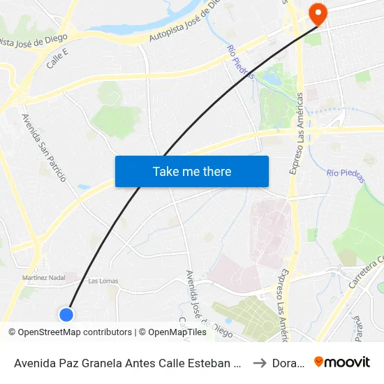 Avenida Paz Granela Antes Calle Esteban Ortiz to Dorado map