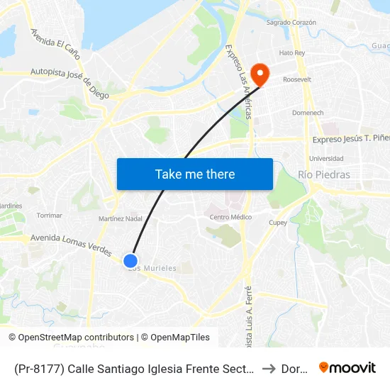 (Pr-8177) Calle Santiago Iglesia Frente Sector Yambele to Dorado map