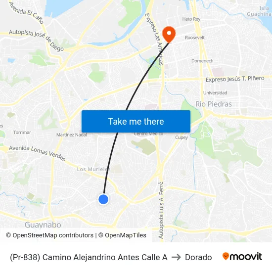 (Pr-838) Camino Alejandrino Antes Calle A to Dorado map
