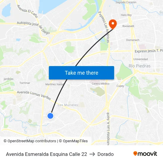 Avenida Esmeralda Esquina Calle 22 to Dorado map