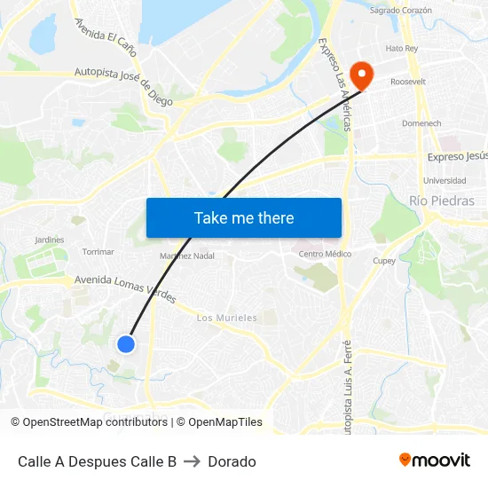 Calle A Despues Calle B to Dorado map
