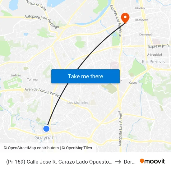 (Pr-169) Calle Jose R. Carazo Lado Opuesto Puesto Total to Dorado map