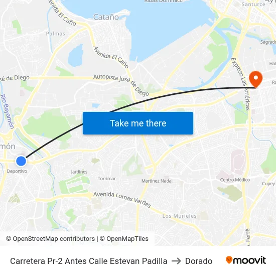 Carretera Pr-2 Antes Calle Estevan Padilla to Dorado map