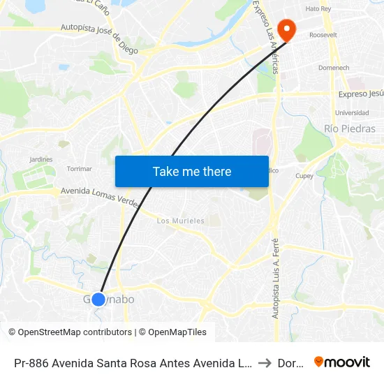 Pr-886 Avenida Santa Rosa Antes Avenida Las Cumbres to Dorado map