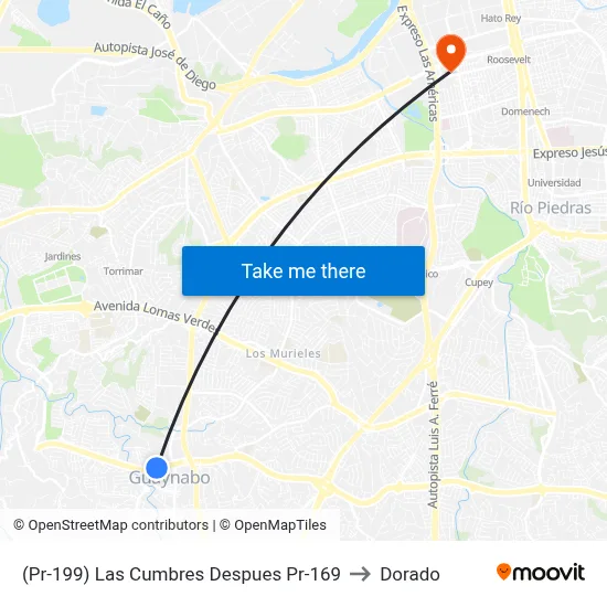 (Pr-199) Las Cumbres Despues Pr-169 to Dorado map