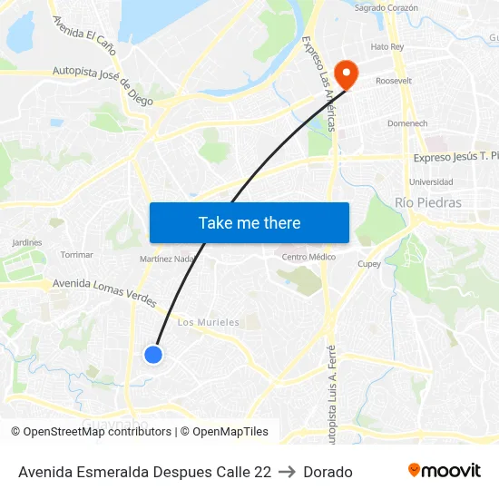 Avenida Esmeralda Despues Calle 22 to Dorado map