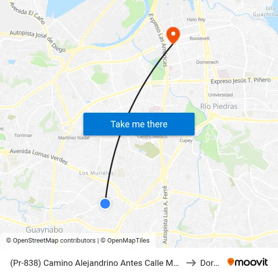 (Pr-838) Camino Alejandrino Antes Calle Maria Teresa to Dorado map