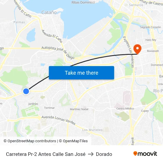 Carretera Pr-2 Antes Calle San José to Dorado map