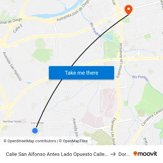Calle San Alfonso Antes Lado Opuesto Calle Santa Barbara to Dorado map