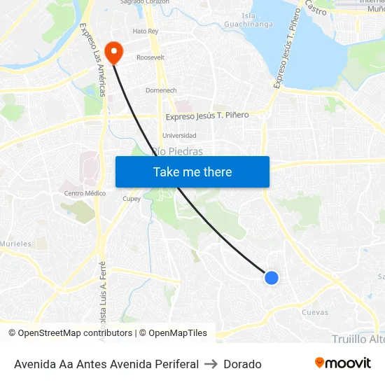 Avenida Aa Antes Avenida Periferal to Dorado map