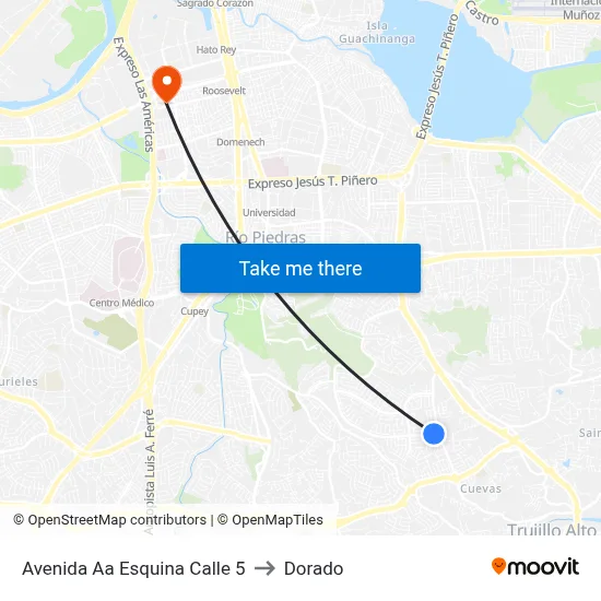 Avenida Aa Esquina Calle 5 to Dorado map