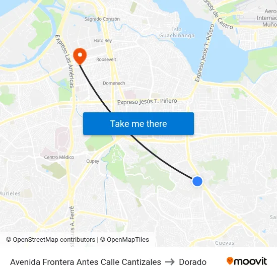 Avenida Frontera Antes Calle Cantizales to Dorado map