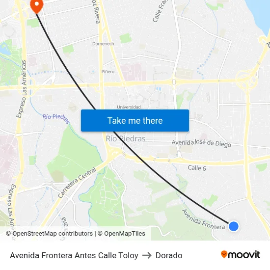 Avenida Frontera Antes Calle Toloy to Dorado map