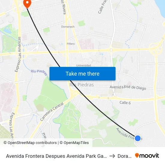 Avenida Frontera Despues Avenida Park Gardens to Dorado map