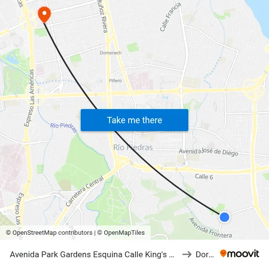 Avenida Park Gardens Esquina Calle King's Canyon (Calle 9) to Dorado map