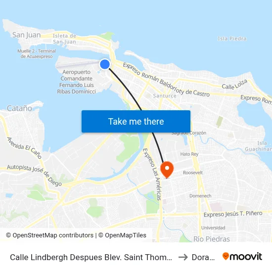 Calle Lindbergh Despues Blev. Saint Thomas to Dorado map