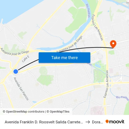Avenida Franklin D. Roosvelt Salida Carretera Pr-2 to Dorado map