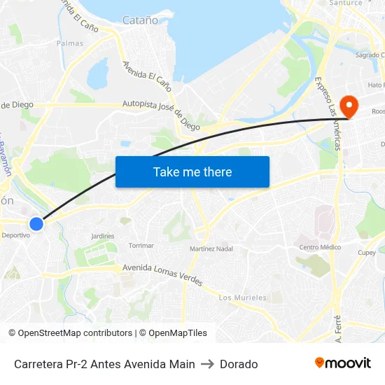 Carretera Pr-2 Antes Avenida Main to Dorado map