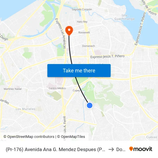 (Pr-176)  Avenida Ana G. Mendez Despues (Pr-845) Calle San Claudio to Dorado map