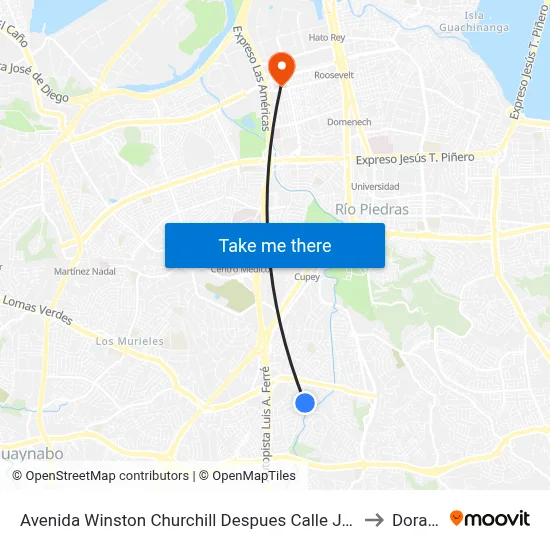 Avenida Winston Churchill Despues Calle Jajome to Dorado map