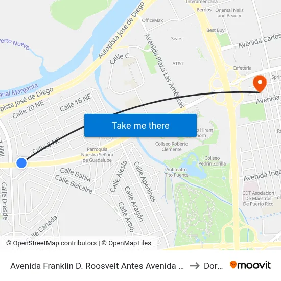 Avenida Franklin D. Roosvelt Antes Avenida Jose De Diego to Dorado map