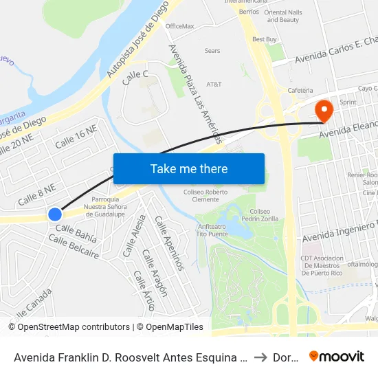 Avenida Franklin D. Roosvelt Antes Esquina Calle 7 N.E. to Dorado map