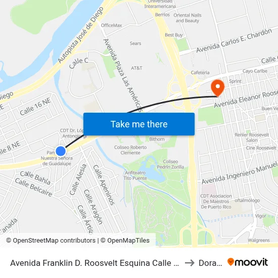 Avenida Franklin D. Roosvelt Esquina Calle 19 N.E. to Dorado map