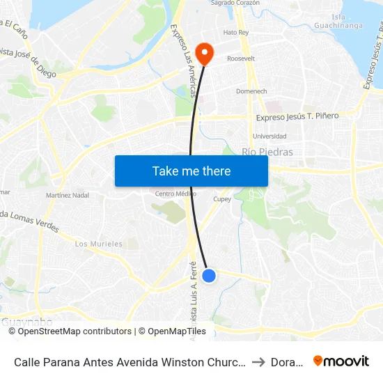 Calle Parana Antes Avenida Winston Churchill to Dorado map