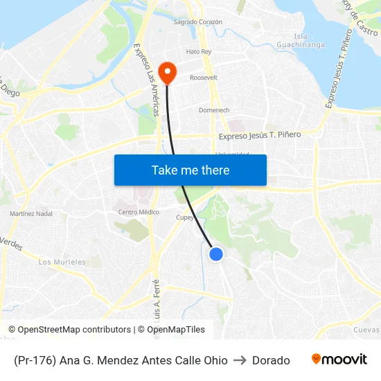 (Pr-176) Ana G. Mendez Antes Calle Ohio to Dorado map