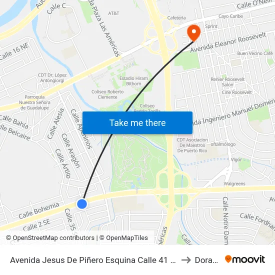 Avenida Jesus De Piñero Esquina Calle 41 S.E. to Dorado map