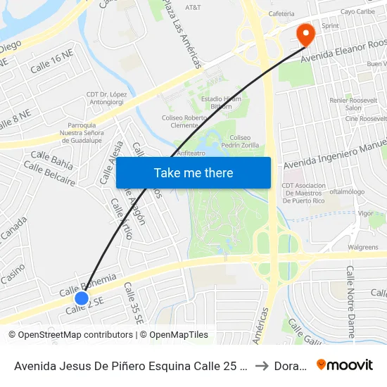 Avenida Jesus De Piñero Esquina Calle 25 S.E. to Dorado map