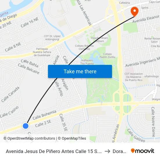 Avenida Jesus De Piñero Antes Calle 15 S.E. to Dorado map