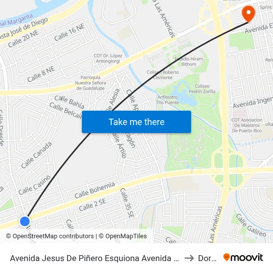 Avenida Jesus De Piñero Esquiona Avenida José De Diego to Dorado map