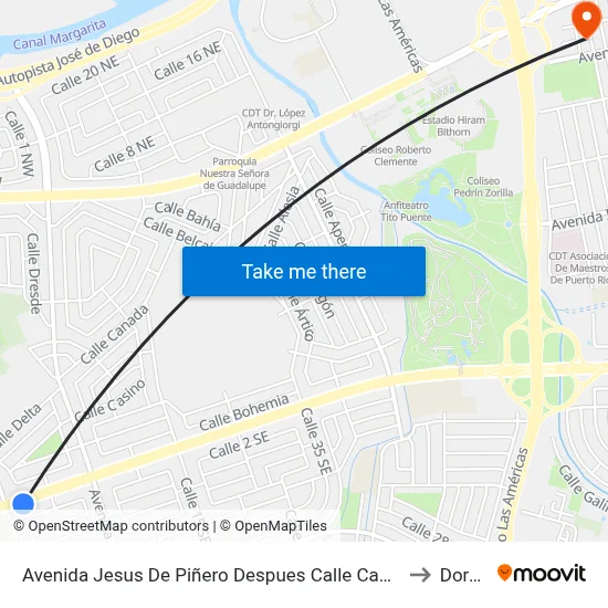 Avenida Jesus De Piñero Despues Calle Caparra Heights to Dorado map