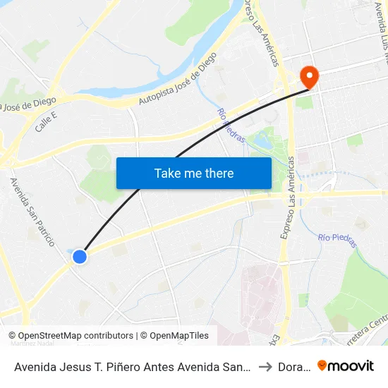 Avenida Jesus T. Piñero Antes Avenida San Patricio to Dorado map