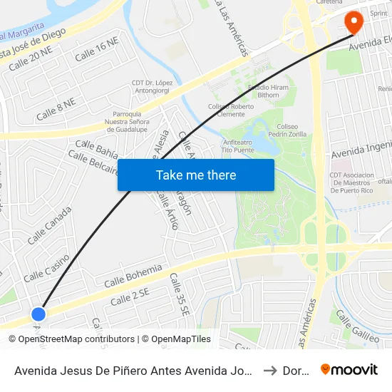 Avenida Jesus De Piñero Antes Avenida José De Diego to Dorado map