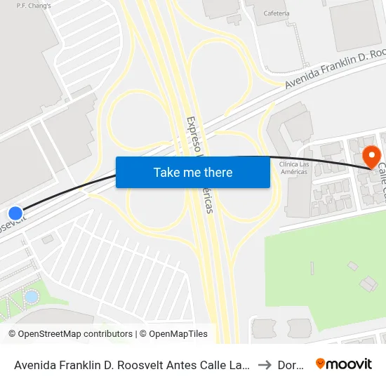 Avenida Franklin D. Roosvelt Antes Calle Las America to Dorado map
