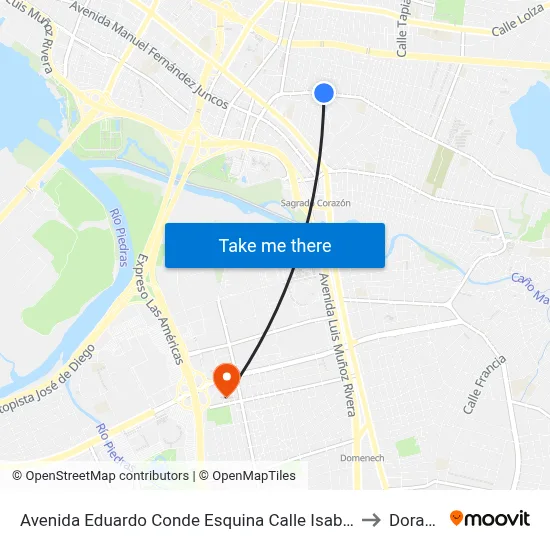 Avenida Eduardo Conde Esquina Calle Isabela to Dorado map
