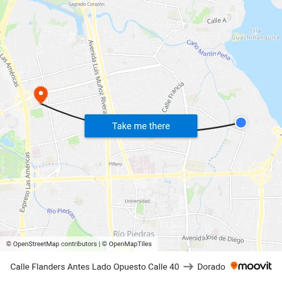Calle Flanders Antes Lado Opuesto Calle 40 to Dorado map