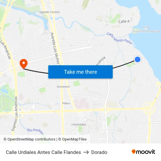 Calle Urdiales Antes Calle Flandes to Dorado map