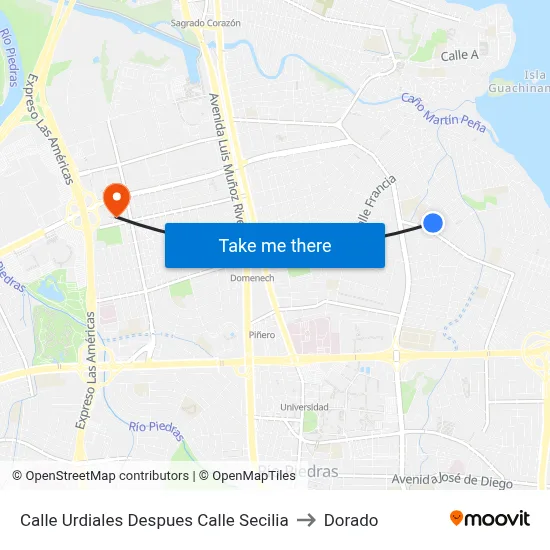 Calle Urdiales Despues Calle Secilia to Dorado map