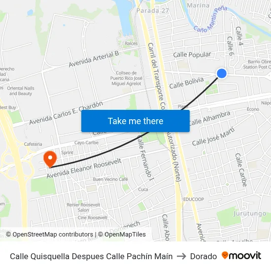Calle Quisquella Despues Calle Pachín Maín to Dorado map
