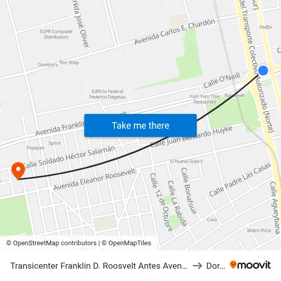 Transicenter Franklin D. Roosvelt Antes Avenida Luis Muñoz Rivera to Dorado map
