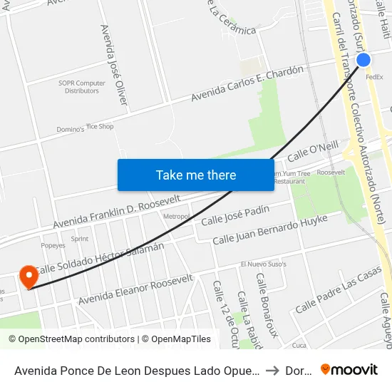 Avenida Ponce De Leon Despues Lado Opuesto Calle Bolivia to Dorado map
